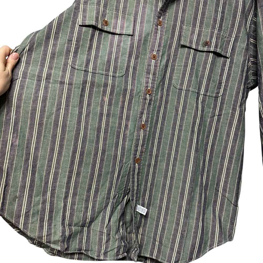 Polo by Ralph Lauren Striped Button Down Shirt Large 100% Cotton Mandarin Collar - Picture 4 of 10